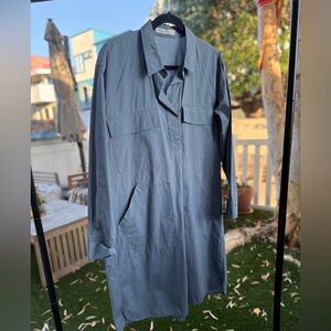Lia Lareida luxury European Swiss minimalist Blue Midi Shirt Dress